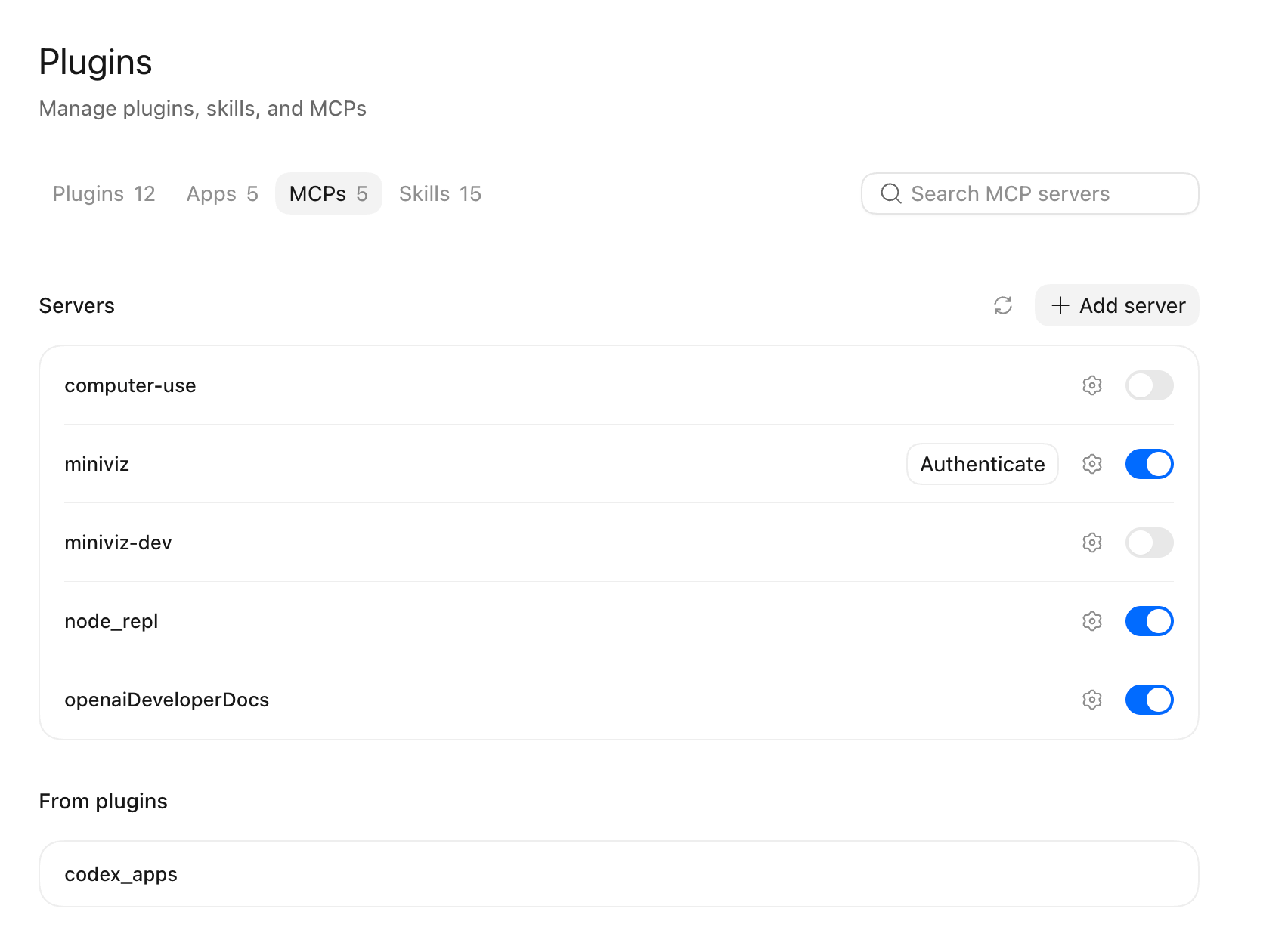 Start Miniviz MCP authentication from Codex
